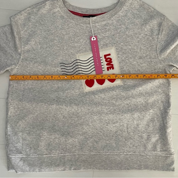 Cozy Sweatshirt Love Heart Design Valentine Gray Red White  JANE+DELANCEY, Large - Picture 13 of 15